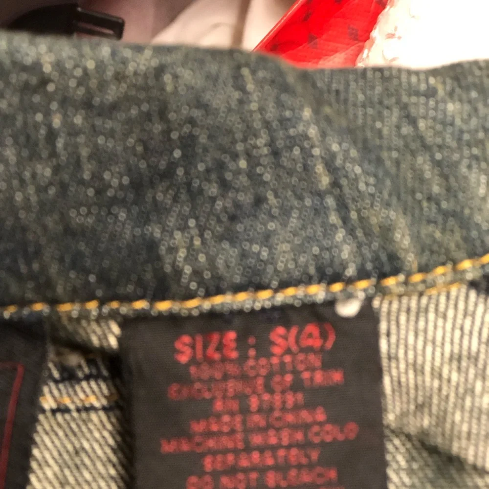 Red Ape - retro denim vest - with original tags- pockets- contrast stitch - XS